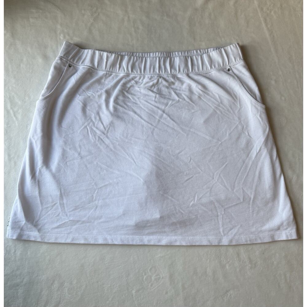 Quaker Factory Cotton Stretch White Diamond Stud Skorts Skirt Shorts Women’s XL